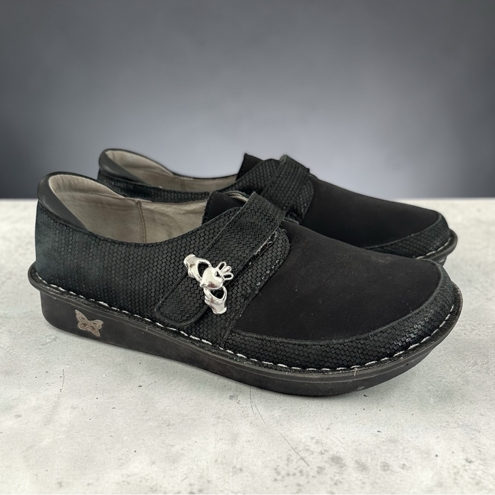 Alegria Sz 37 Brenna Black Leather Neoprene Loafer- EUC
